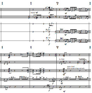 snapshot of score of Music for an Imaginary Ballet